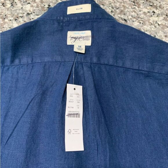 J Crew Shirt M Linen Blue - Picture 9 of 12